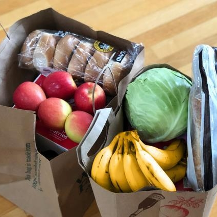 Two small paper bags filled with groceries representing the rising cost of living in Canada